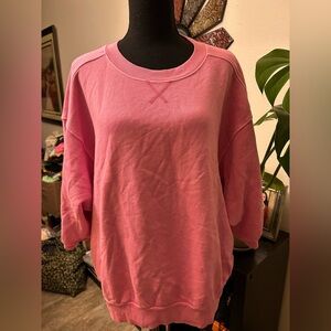 Pilco By Anthropologie The Niki Bubble Sweatshirt Pink Size 1X